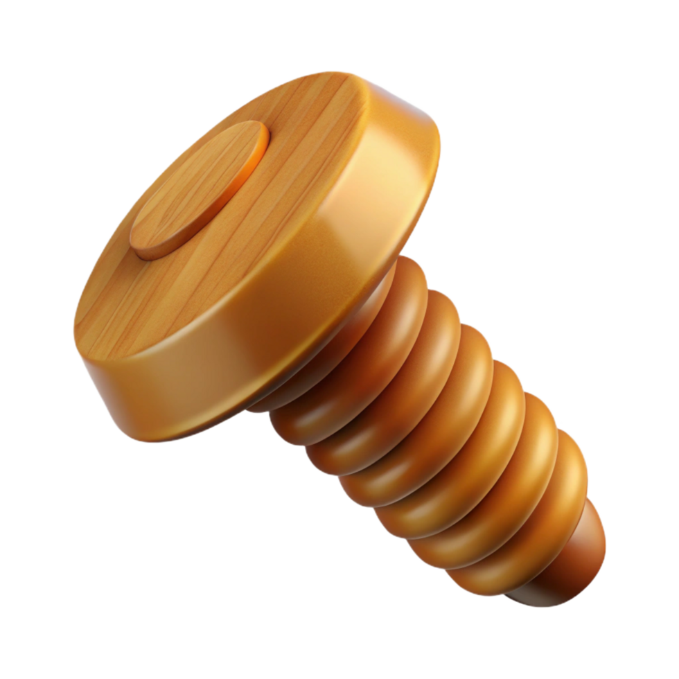 whimsical fascinating Screw, wood, NO BACKGROUND with Transparent Background. detailed png