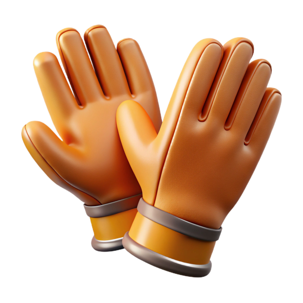 sumptuous vintage Safety gloves, leather, NO BACKGROUND with Transparent Background. studio quality png