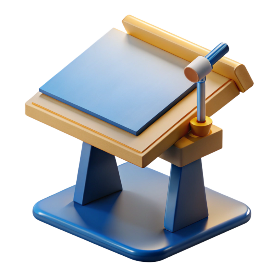 striking joyful gothic Drafting table, NO BACKGROUND with Transparent Background. 4K png