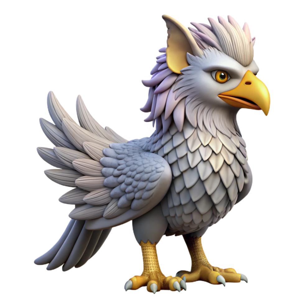 reflective magnificent A majestic griffin, feathers ruffled, looking regally ahead. NO BACKGROUND with Transparent Background. crisp png