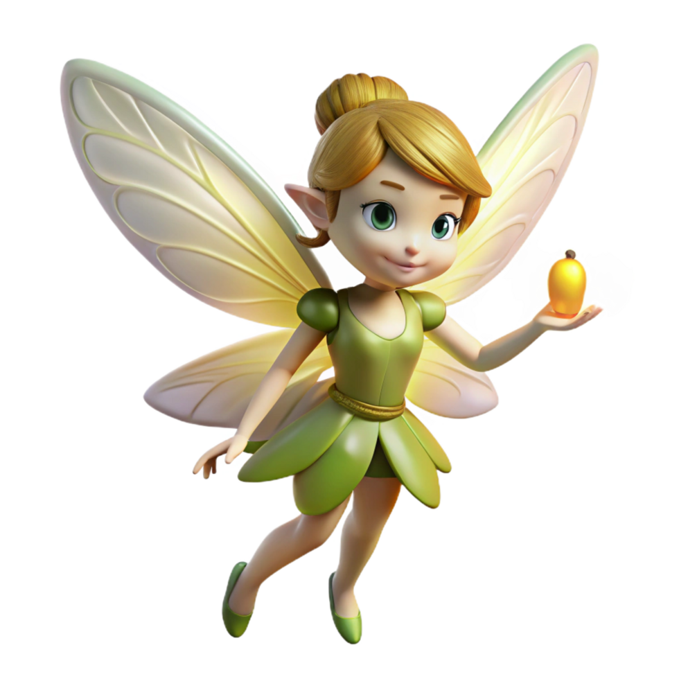 tranquil extraordinary A delicate fairy, wings shimmering, holding a glowing firefly. NO BACKGROUND with Transparent Background. 4K png