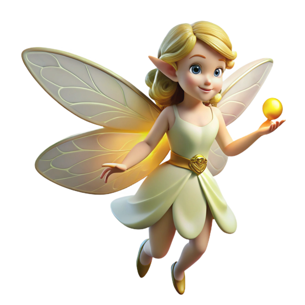 signature traditional A delicate fairy, wings shimmering, holding a glowing firefly. NO BACKGROUND with Transparent Background. genuine png