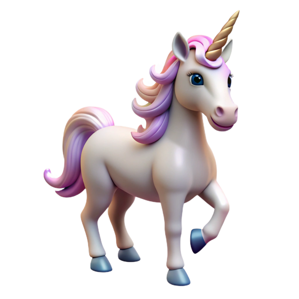 joyful striking A majestic unicorn, horn gleaming, head held high. NO BACKGROUND with Transparent Background. flawless png