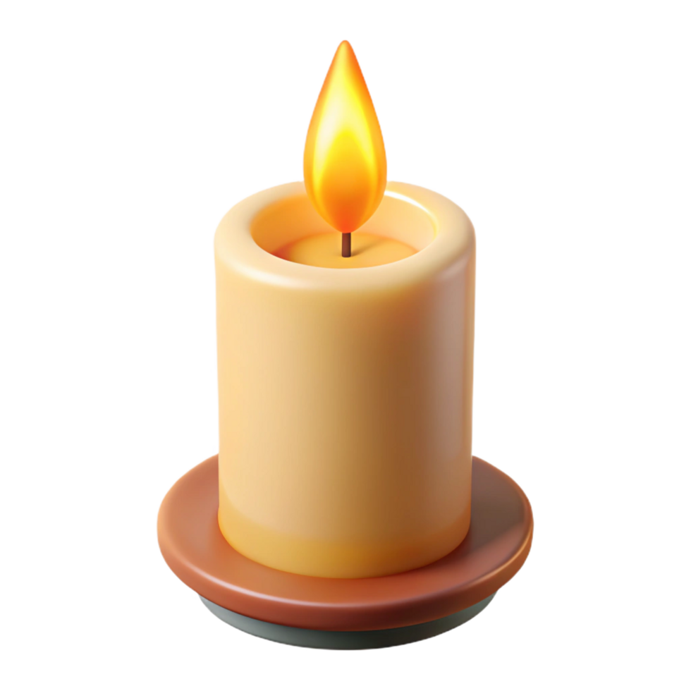 splendid retro A single, burning candle, emitting a flickering flame. NO BACKGROUND with Transparent Background. professional png