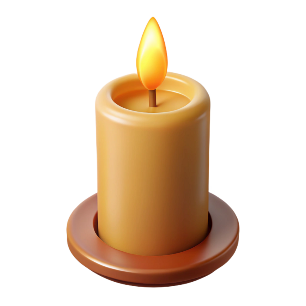 remarkable vintage A single, burning candle, emitting a flickering flame. NO BACKGROUND with Transparent Background. authentic png