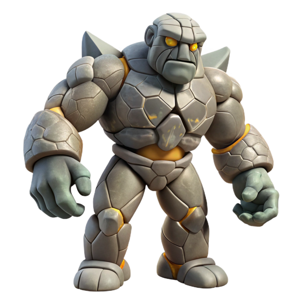 signature nordic A powerful golem, made of stone. NO BACKGROUND with Transparent Background. expertly shot png