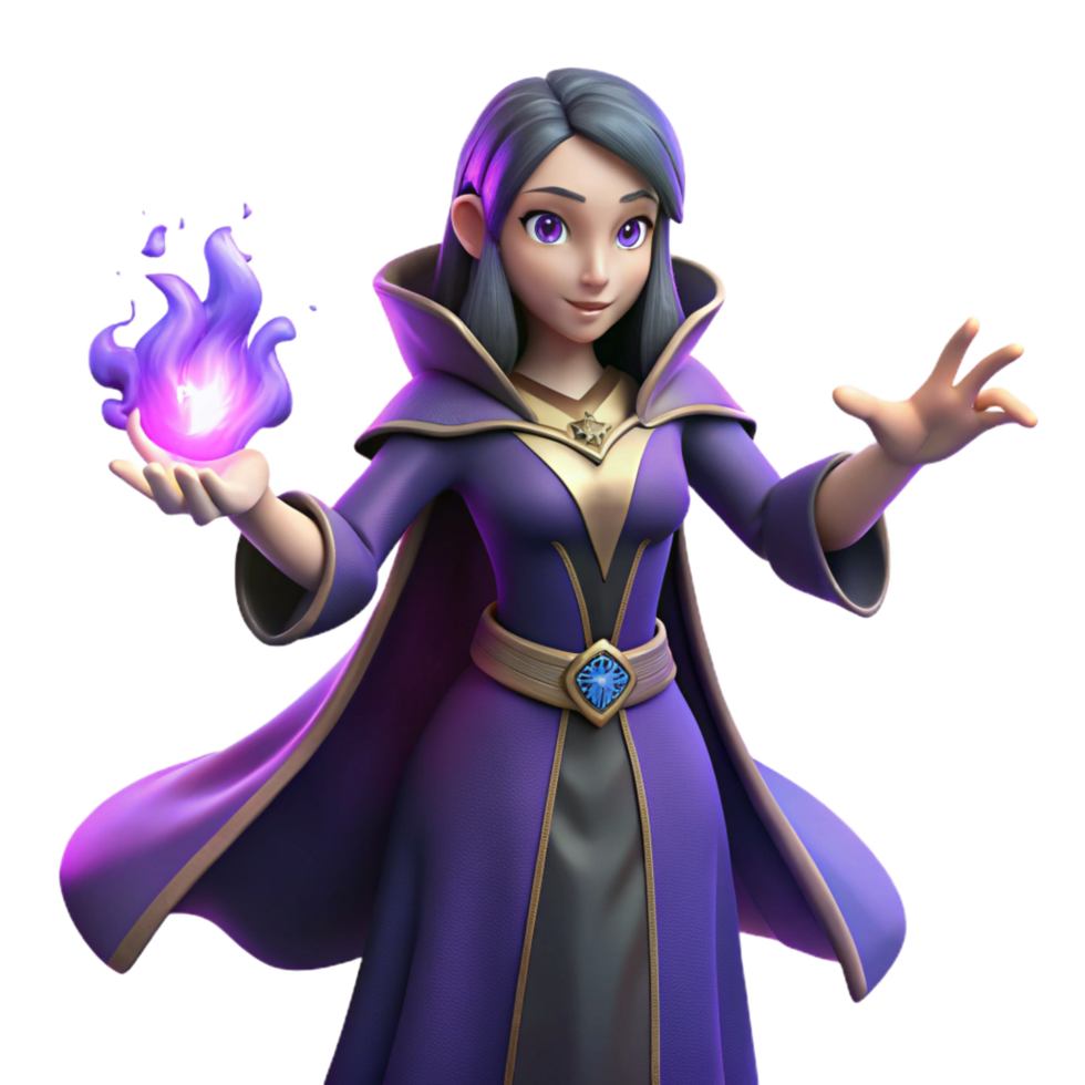 vibrant nordic A powerful sorceress, casting a spell with her hands. NO BACKGROUND with Transparent Background. precision png