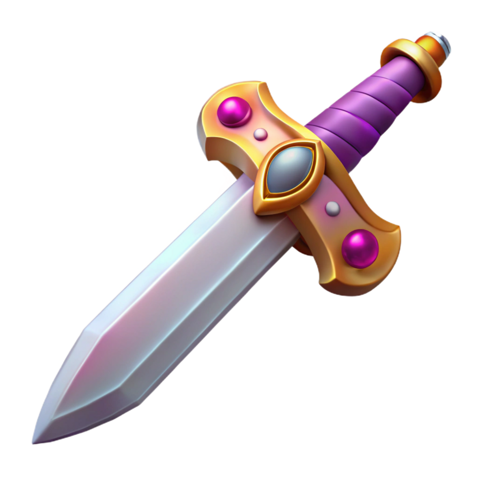 radiant renaissance A stylized medieval sword, hilt adorned with jewels. NO BACKGROUND with Transparent Background. luxury png