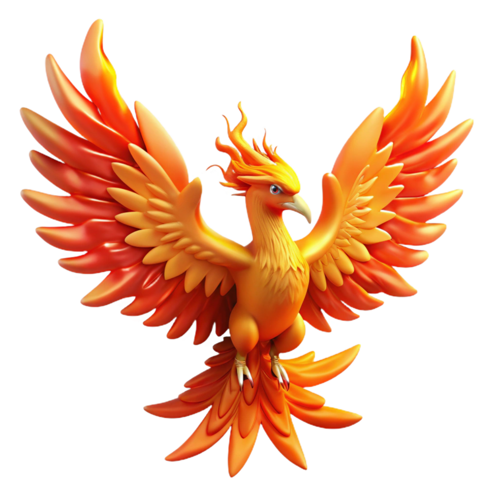 hypnotic dynamic traditional A majestic phoenix, engulfed in flames. NO BACKGROUND with Transparent Background. top-tier png