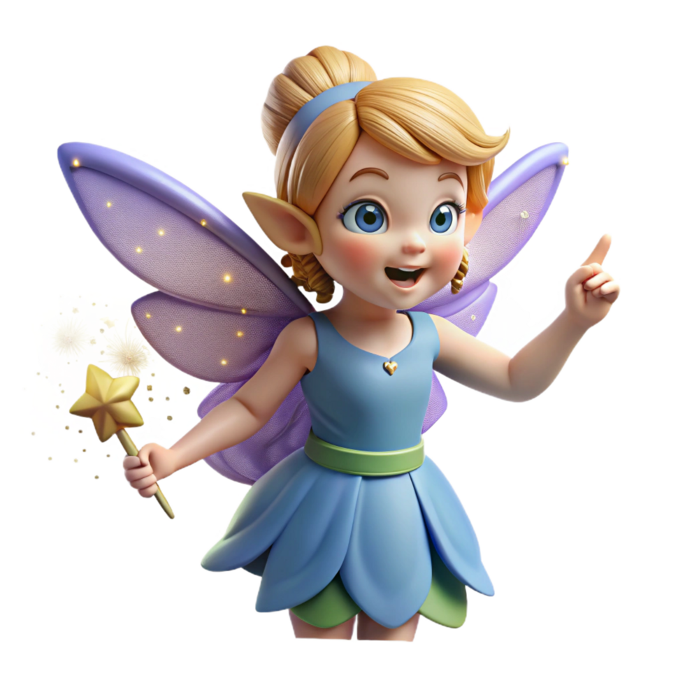 joyful breathtaking A whimsical, cartoon-style fairy, sprinkling pixie dust. NO BACKGROUND with Transparent Background. luxury png