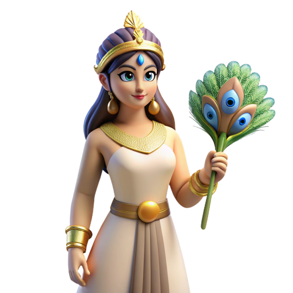 fascinating celebrated Hera, Queen of the Gods, with a peacock feather NO BACKGROUND with Transparent Background. png
