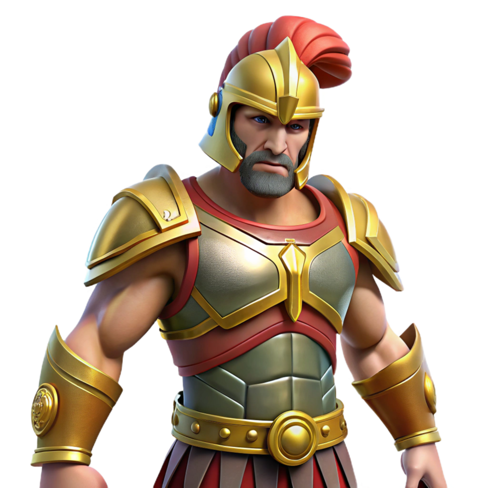 striking celebrated Ares, God of War, in battle armor NO BACKGROUND with Transparent Background. png
