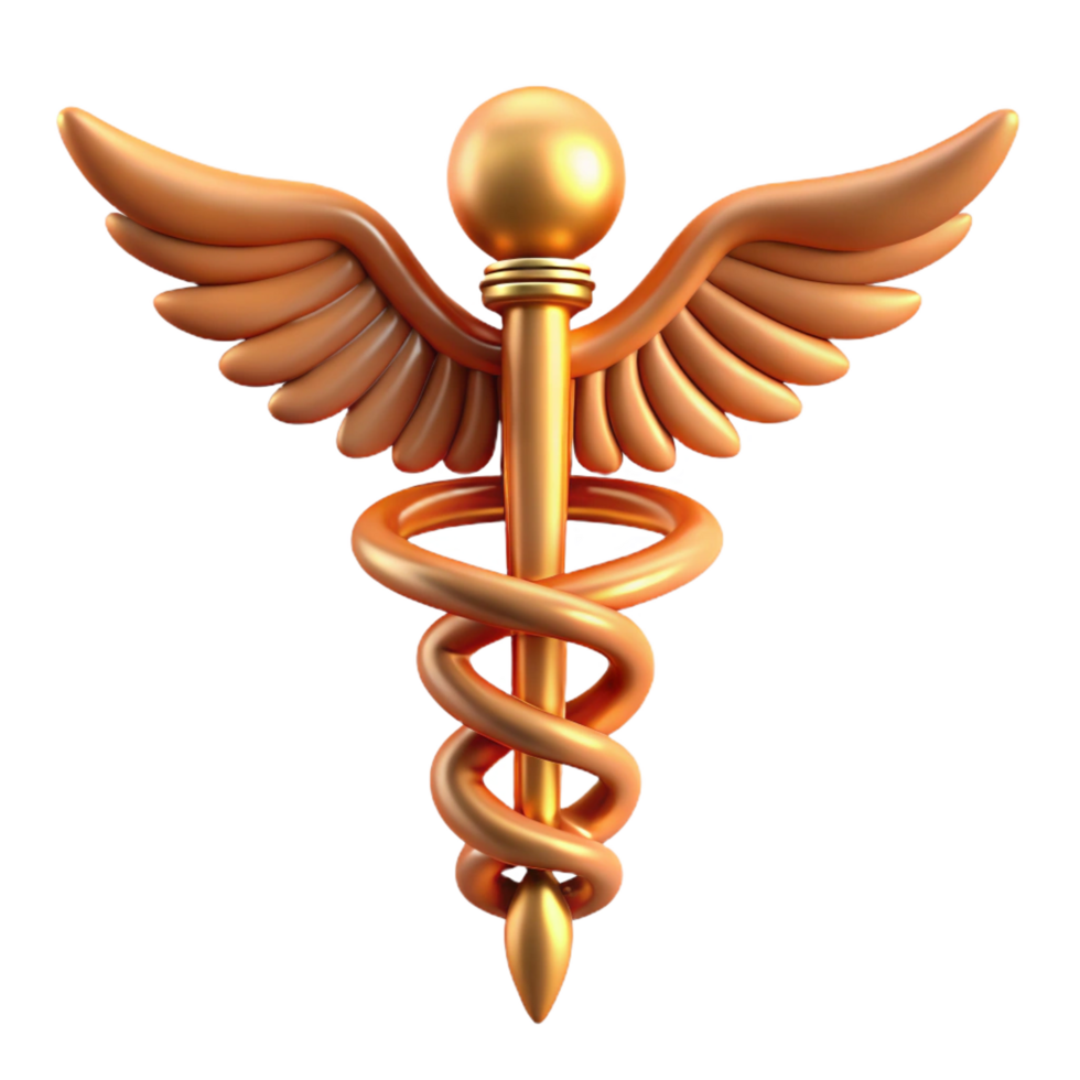 whimsical dazzling Caduceus, staff of Hermes NO BACKGROUND with Transparent Background. 8K png