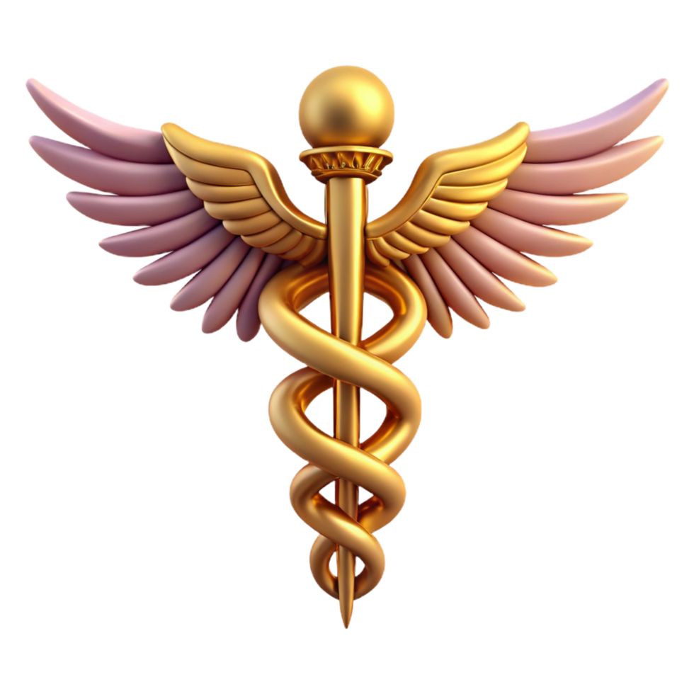 remarkable impressionist Caduceus, staff of Hermes NO BACKGROUND with Transparent Background. masterfully captured png