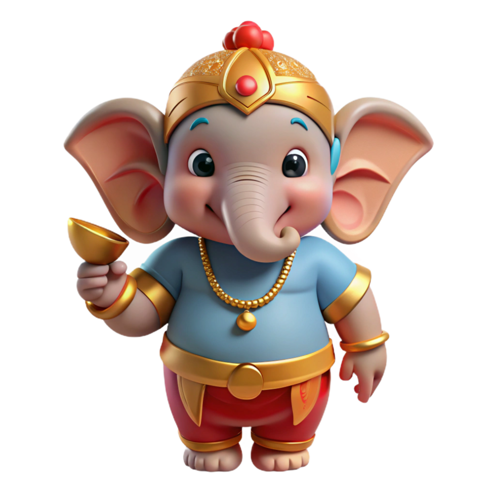 magnificent bold gothic Ganesha, Hindu god of wisdom and success with an elephant head NO BACKGROUND with Transparent Background. elite png