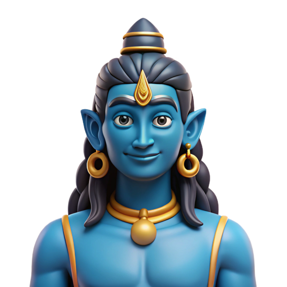 picturesque organic Shiva, Hindu god of destruction NO BACKGROUND with Transparent Background. masterfully captured png