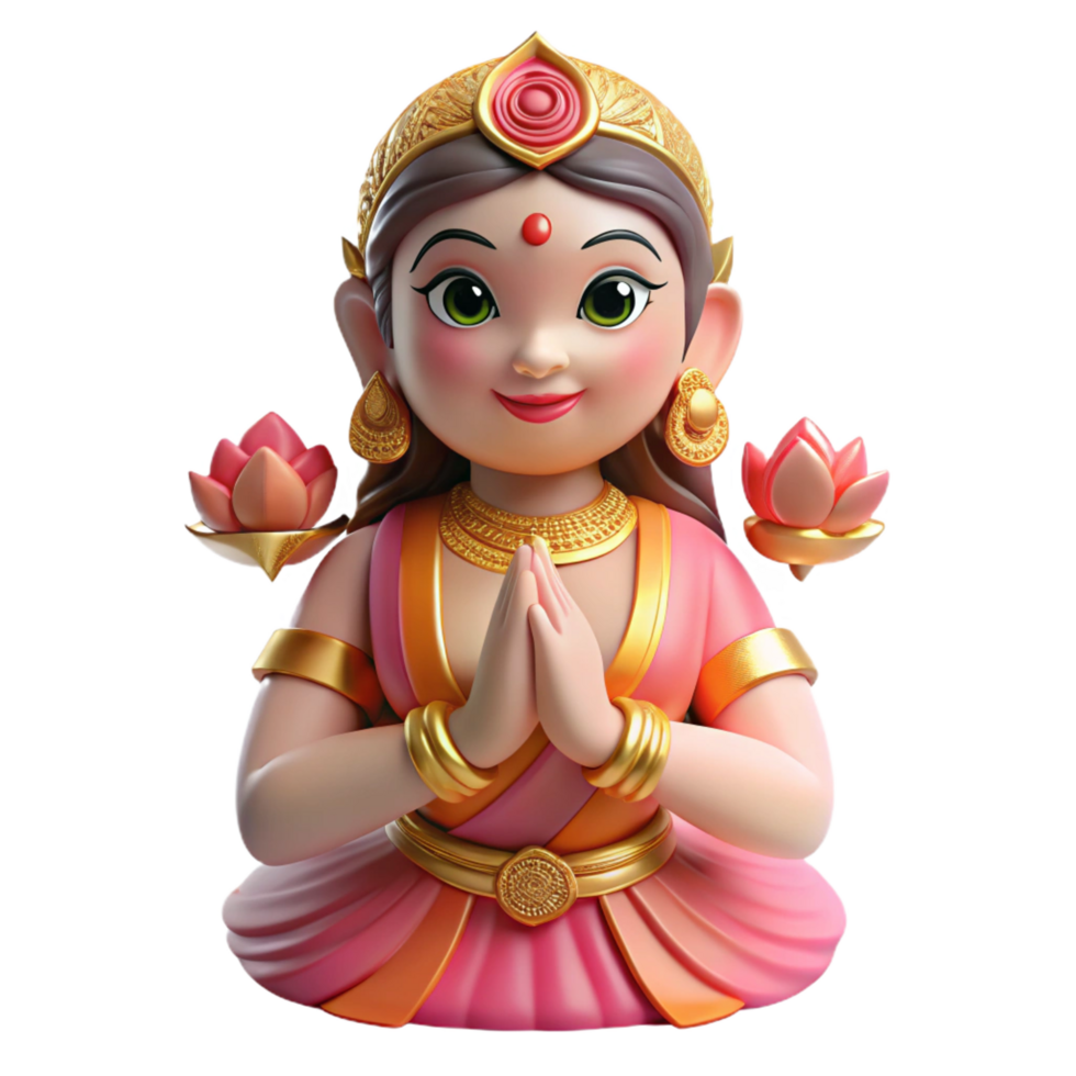 spectacular modern Lakshmi, Hindu goddess of wealth and prosperity NO BACKGROUND with Transparent Background. gallery standard png