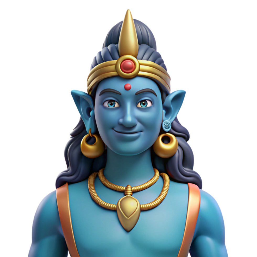 peaceful pristine Shiva, Hindu god of destruction NO BACKGROUND with Transparent Background. masterfully captured png