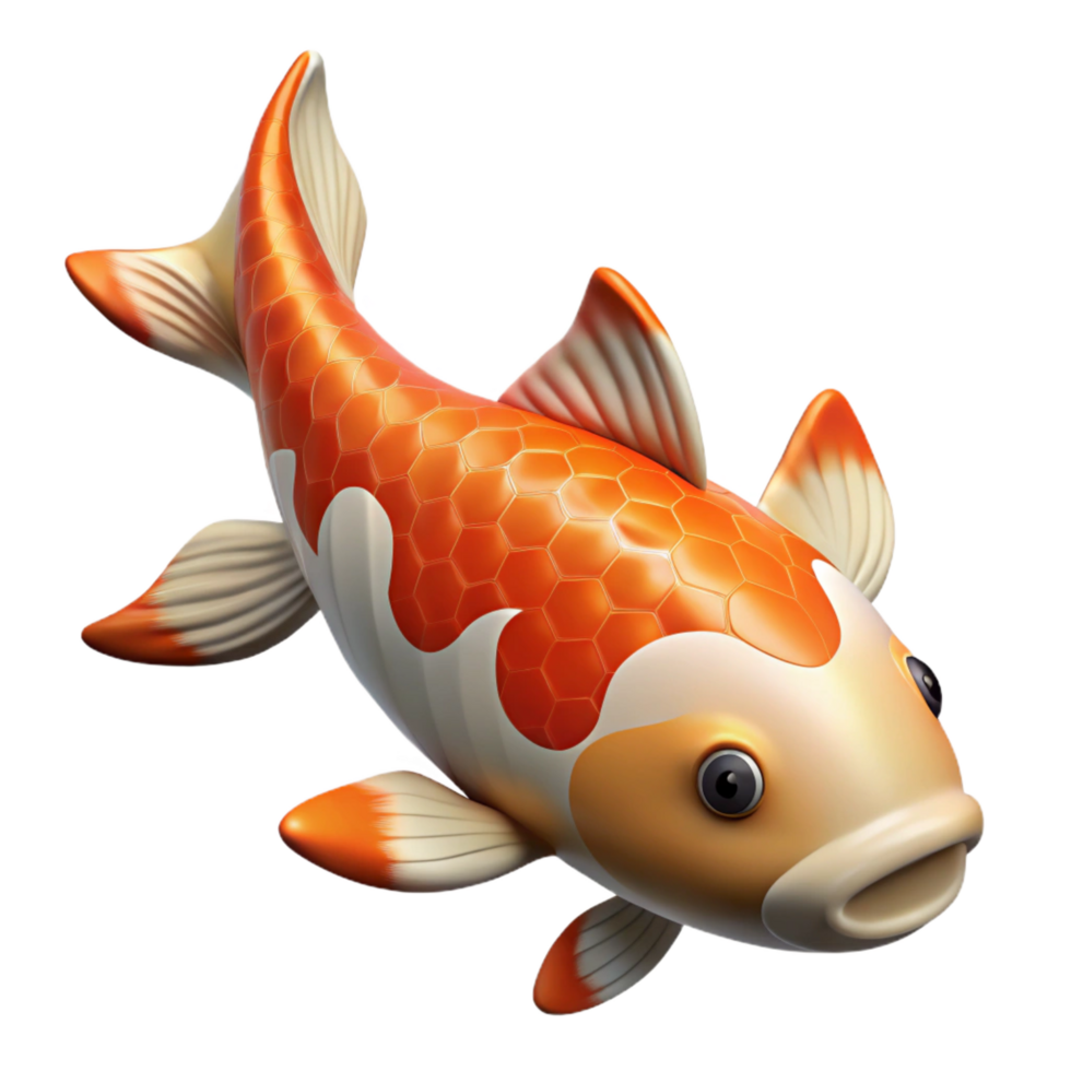 esplêndido nostálgico surreal koi peixe, símbolo do Boa sorte e perseverança não fundo com transparente fundo. 8k png
