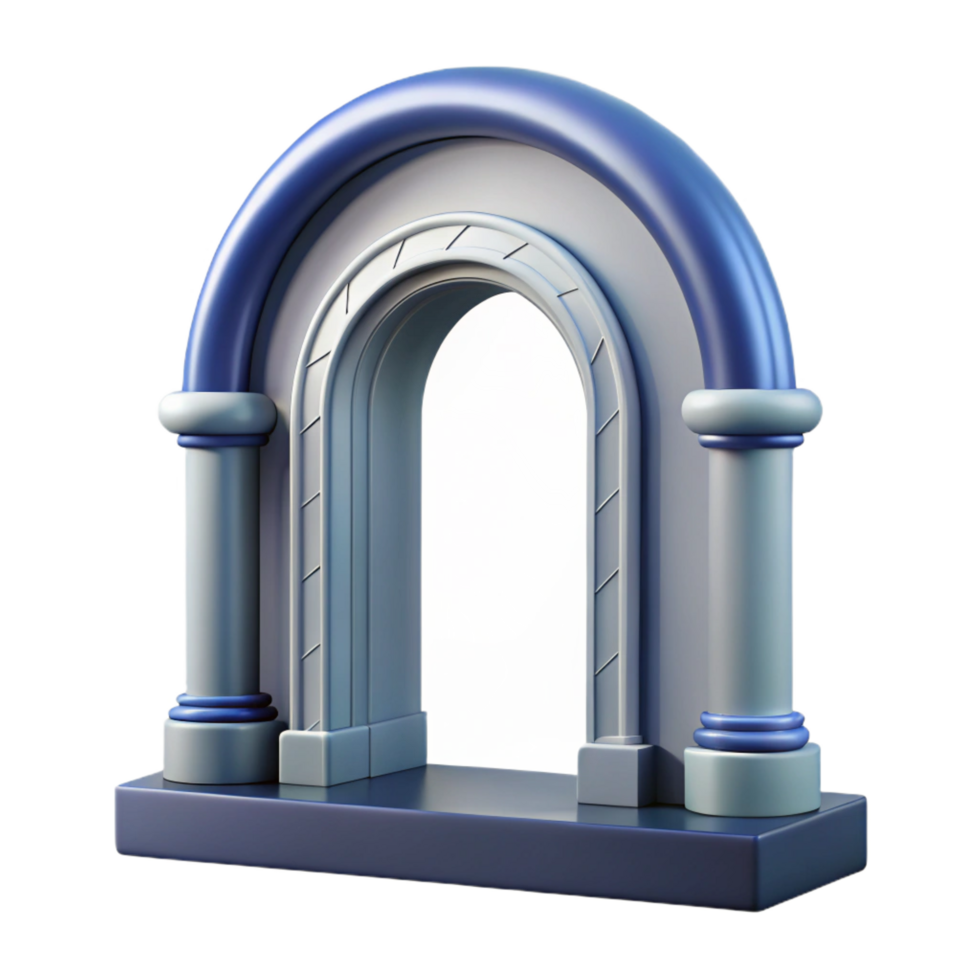 magnificent peaceful tropical Art Deco doorway arch, NO BACKGROUND with Transparent Background. professional png