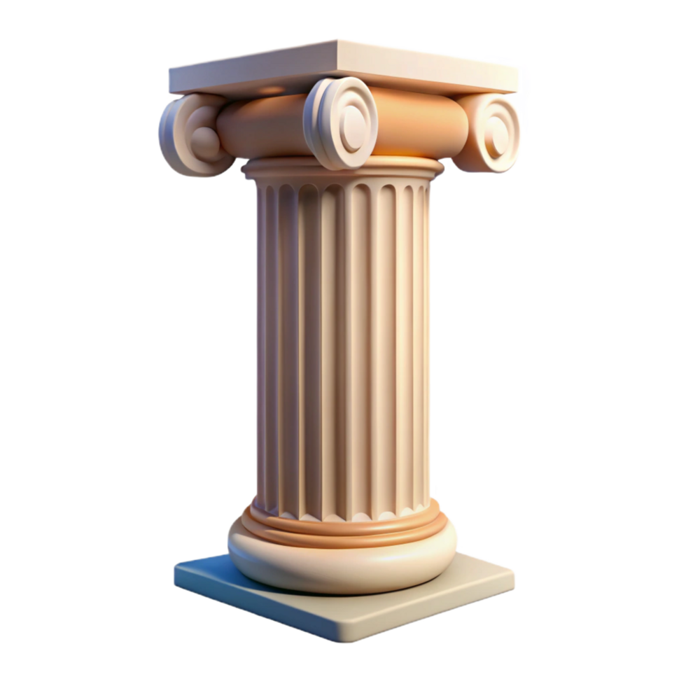 wonderful calm abstract Classical Greek ionic column, NO BACKGROUND with Transparent Background. professional png