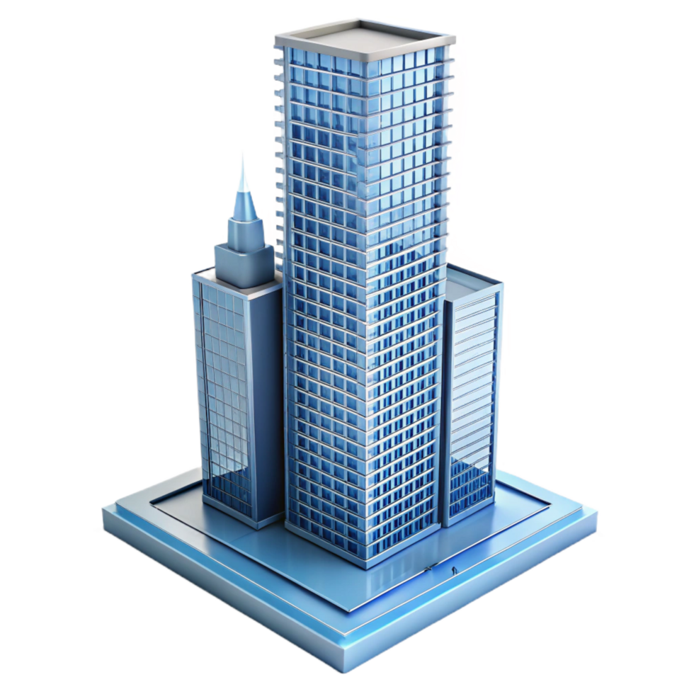 mysterious spectacular Modern skyscraper architectural model, NO BACKGROUND with Transparent Background. refined png
