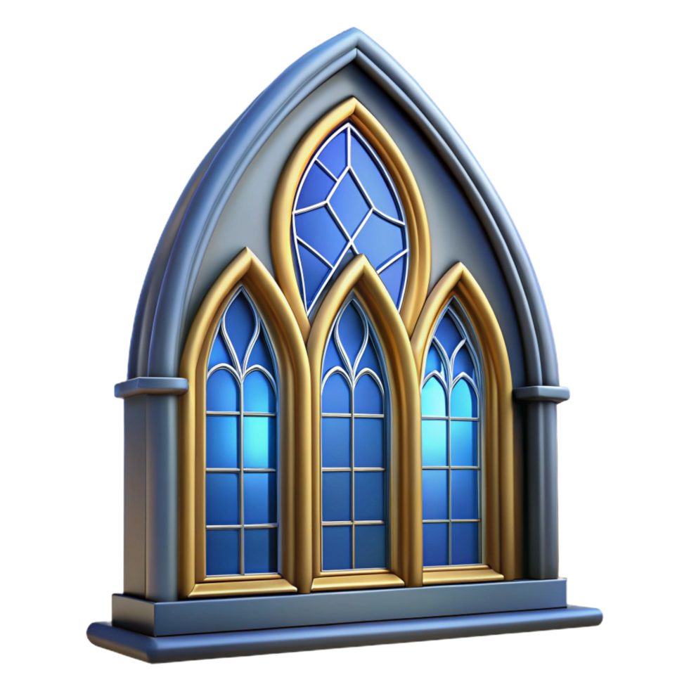spectacular avant-garde Gothic cathedral stained glass window, NO BACKGROUND with Transparent Background. handcrafted png
