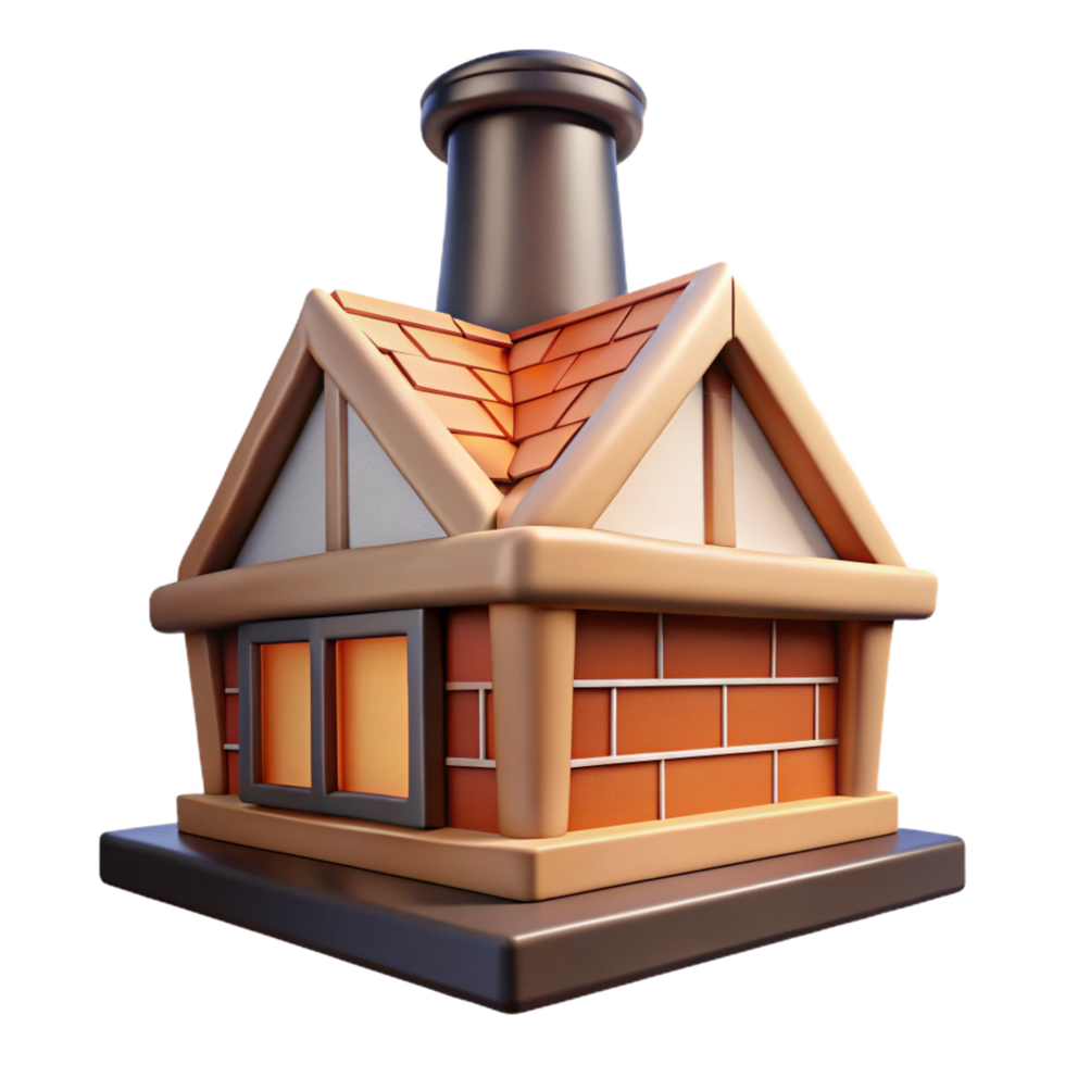 serene joyful contemporary Tudor style chimney, NO BACKGROUND with Transparent Background. handcrafted png