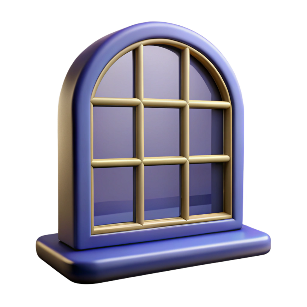 picturesque futuristic Georgian style window pane, NO BACKGROUND with Transparent Background. 4K png