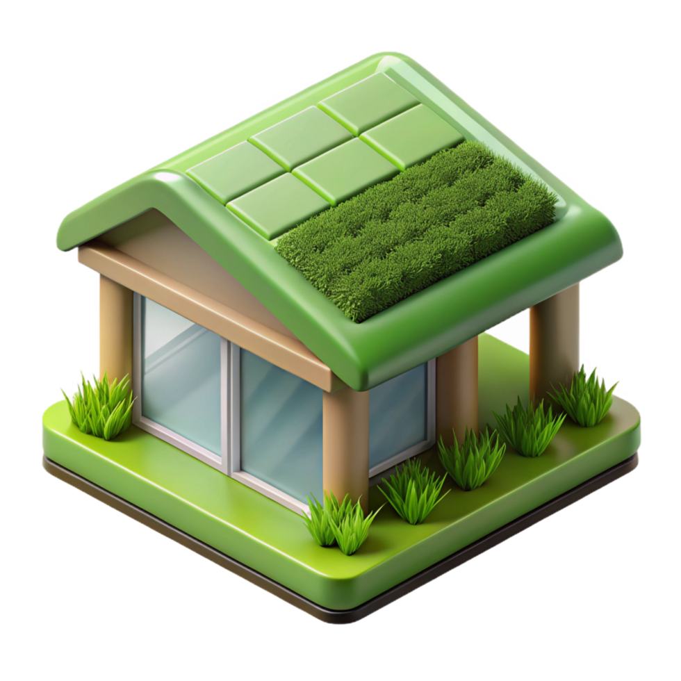 vibrant coveted Sustainable green roof section, NO BACKGROUND with Transparent Background. png