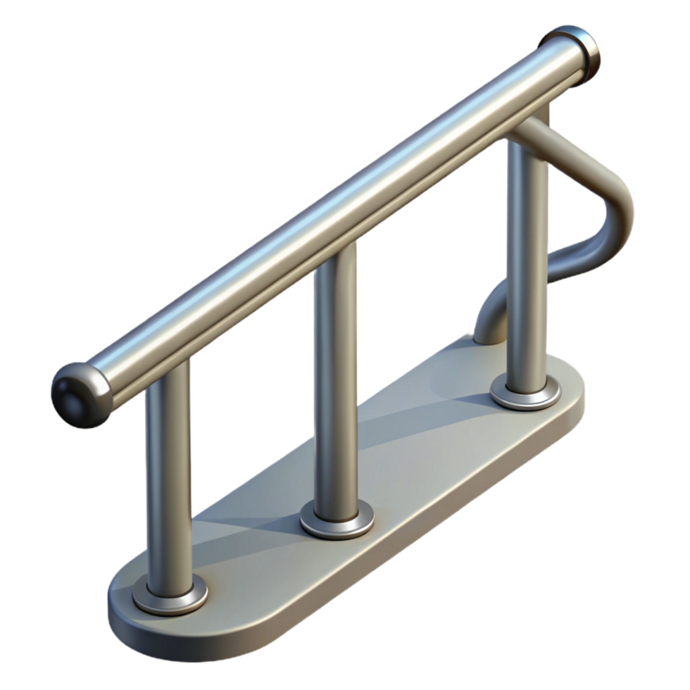 standout art deco Steel handrail, NO BACKGROUND with Transparent Background. masterfully captured png