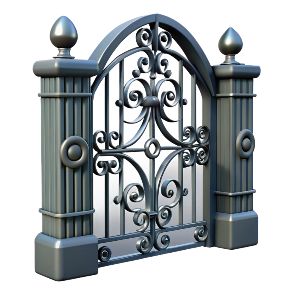 majestic minimalist Intricate wrought iron gate detail, NO BACKGROUND with Transparent Background. impeccable png