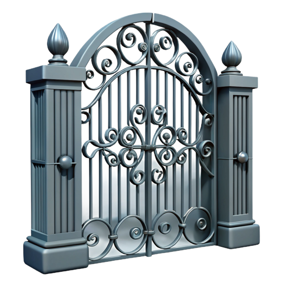 unparalleled geometric Intricate wrought iron gate detail, NO BACKGROUND with Transparent Background. artisan png
