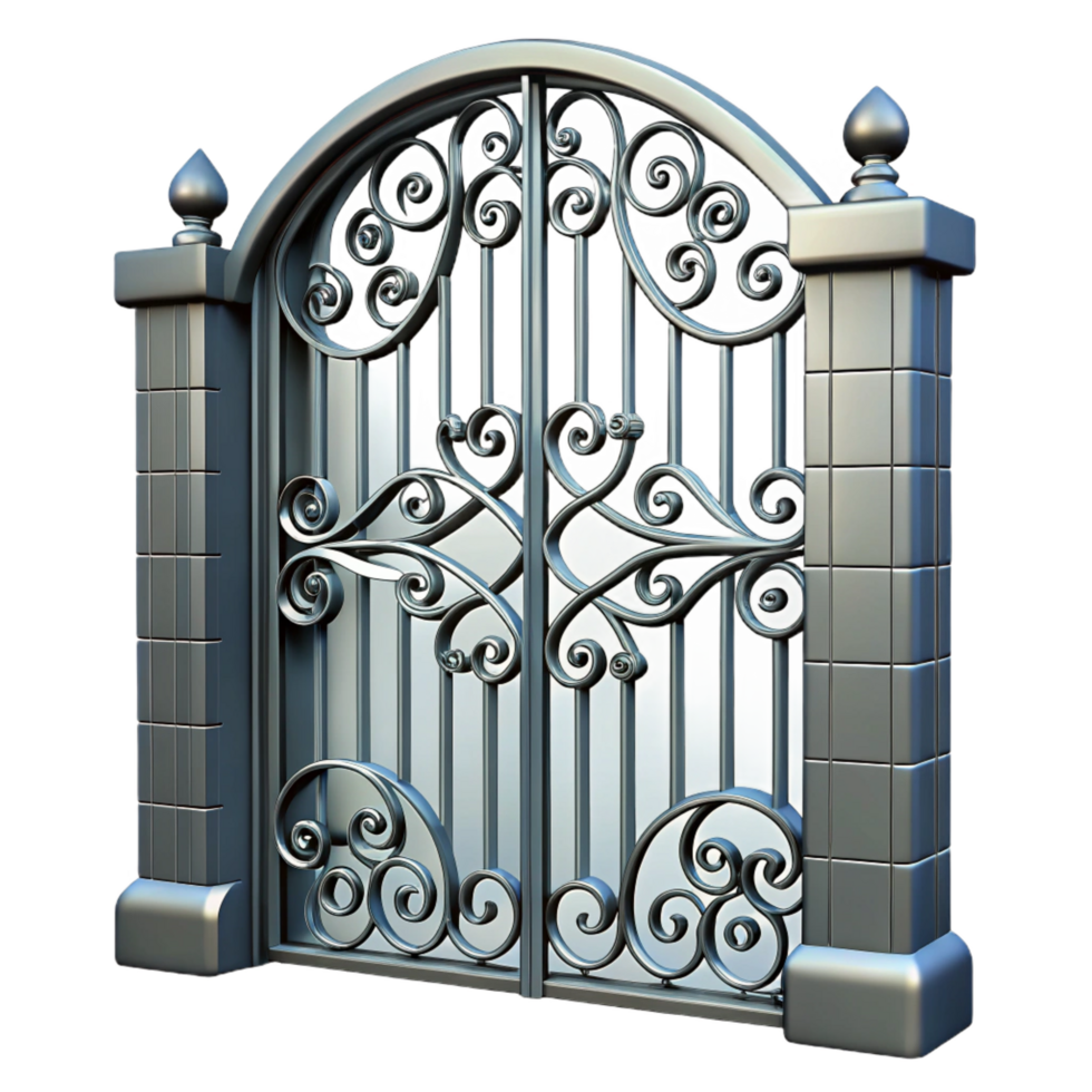 intense beautiful Intricate wrought iron gate detail, NO BACKGROUND with Transparent Background. original png