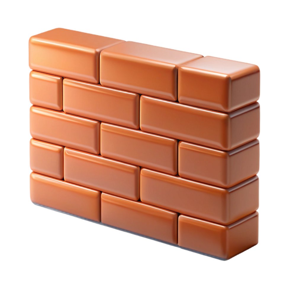 reflective spectacular Brick wall section, NO BACKGROUND with Transparent Background. fine detail png