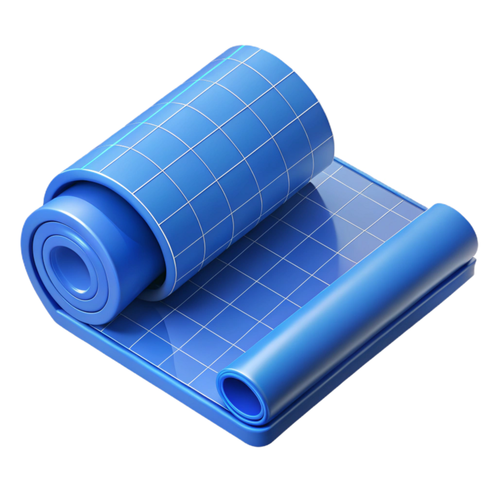 remarkable minimalist Architectural blueprint roll, NO BACKGROUND with Transparent Background. refined png