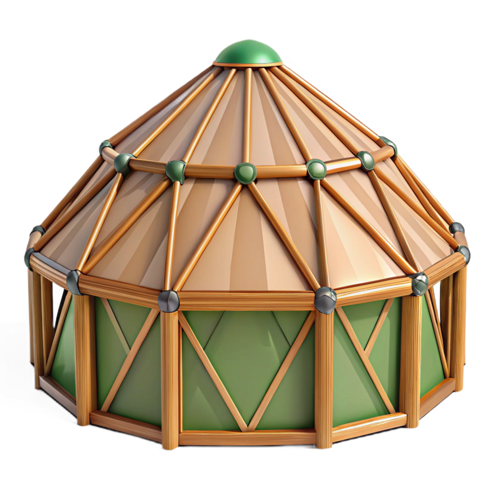 romantic captivating Yurt frame structure, NO BACKGROUND with Transparent Background. perfect clarity png