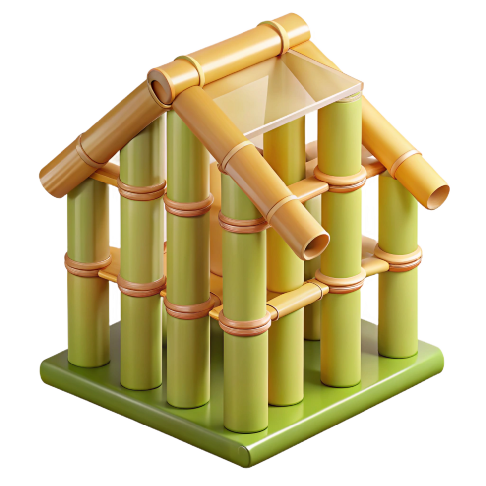 pristine victorian Bamboo building material section, NO BACKGROUND with Transparent Background. museum quality png
