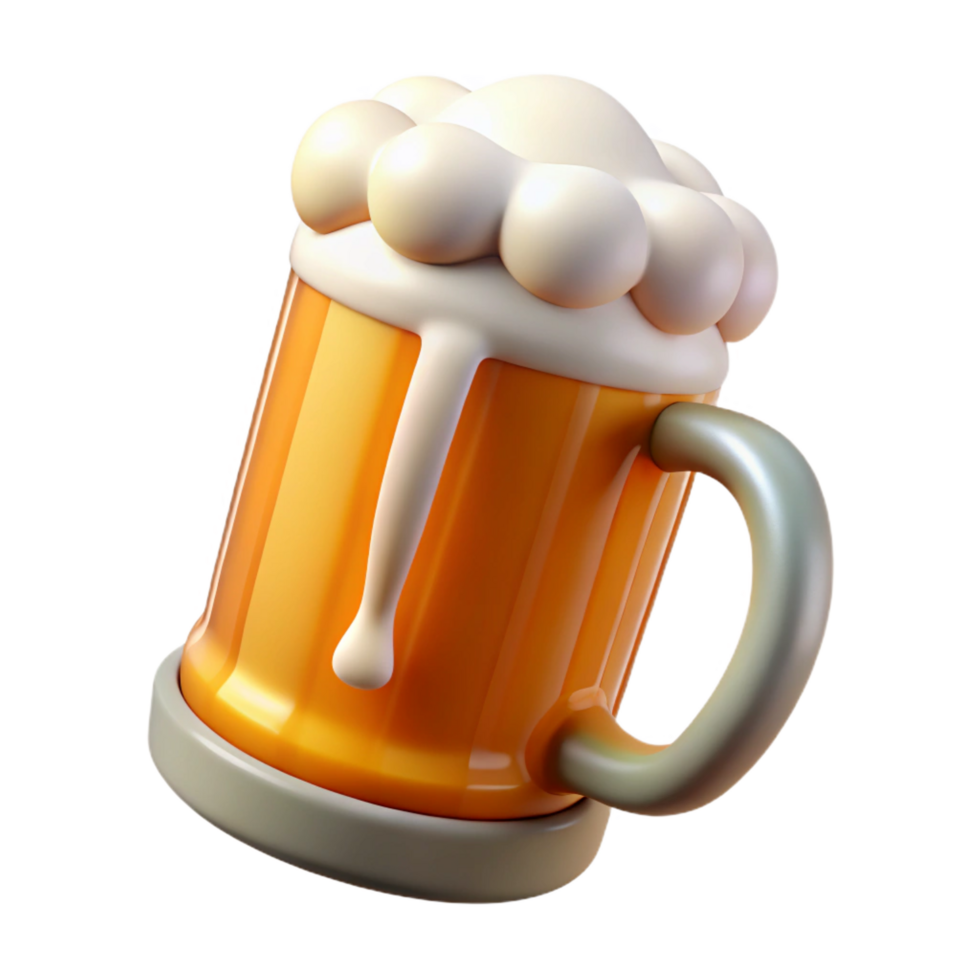 notable modern Beer mug, frothy, cold, NO BACKGROUND with Transparent Background. premium png