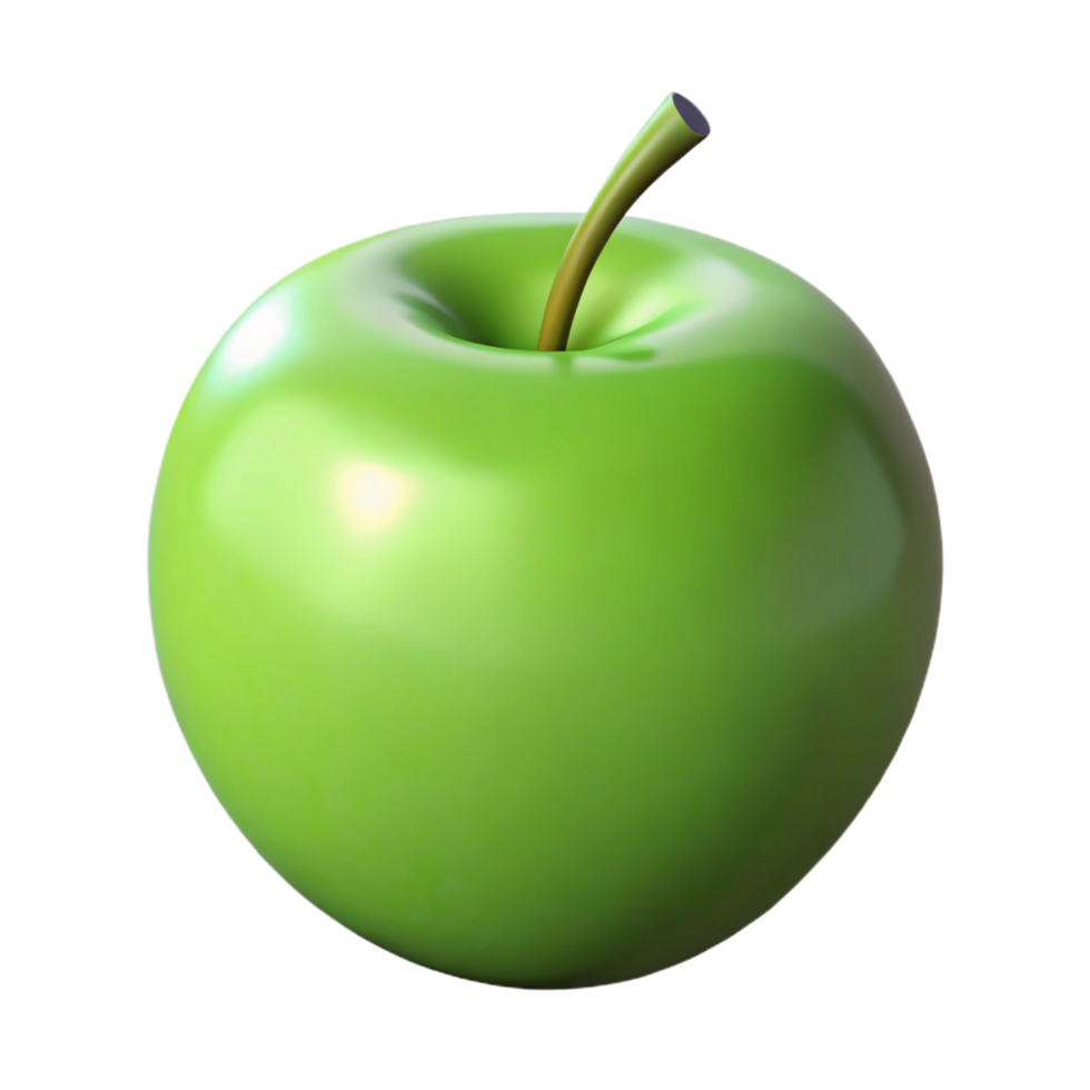 memorable geometric Single perfect green apple NO BACKGROUND with Transparent Background. fine detail png