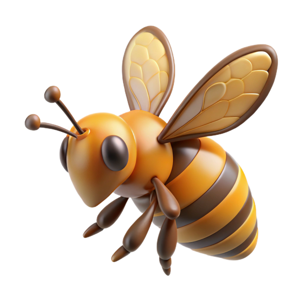 memorable retro Honeybee in flight NO BACKGROUND with Transparent Background. detailed png