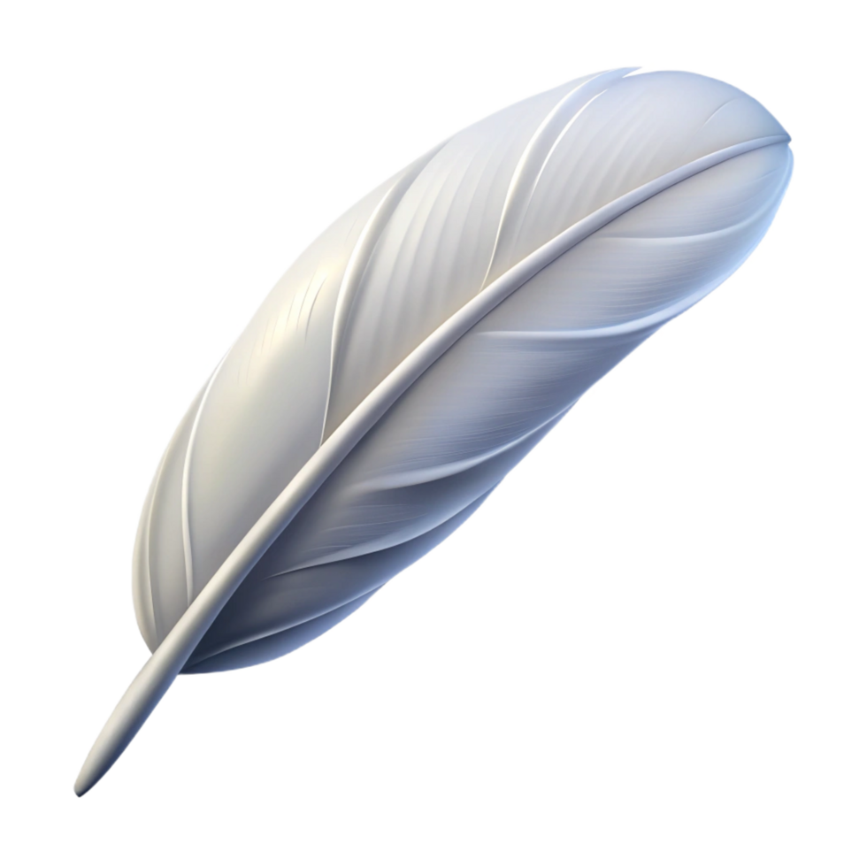 immaculate calm rustic Single feather, white. NO BACKGROUND with Transparent Background. 4K png