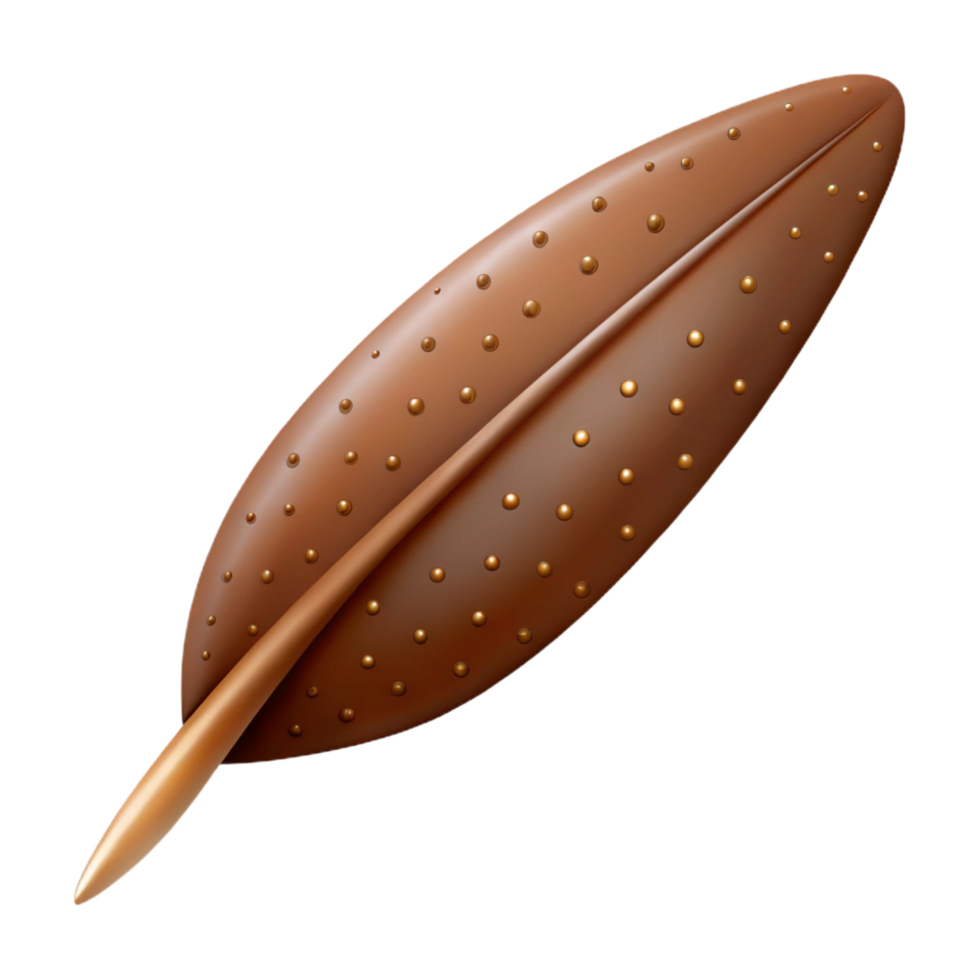 rare organic Brown bird feather, speckled. NO BACKGROUND with Transparent Background. precision png