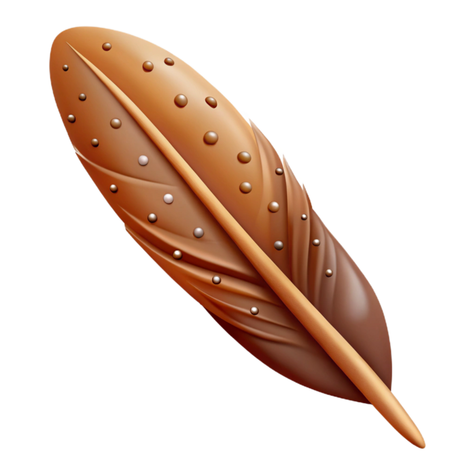 standout tropical Brown bird feather, speckled. NO BACKGROUND with Transparent Background. sharp png