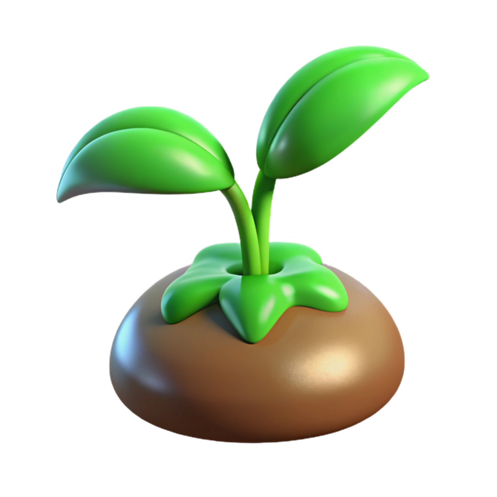 memorable surreal Green sprout, emerging from seed. NO BACKGROUND with Transparent Background. museum quality png
