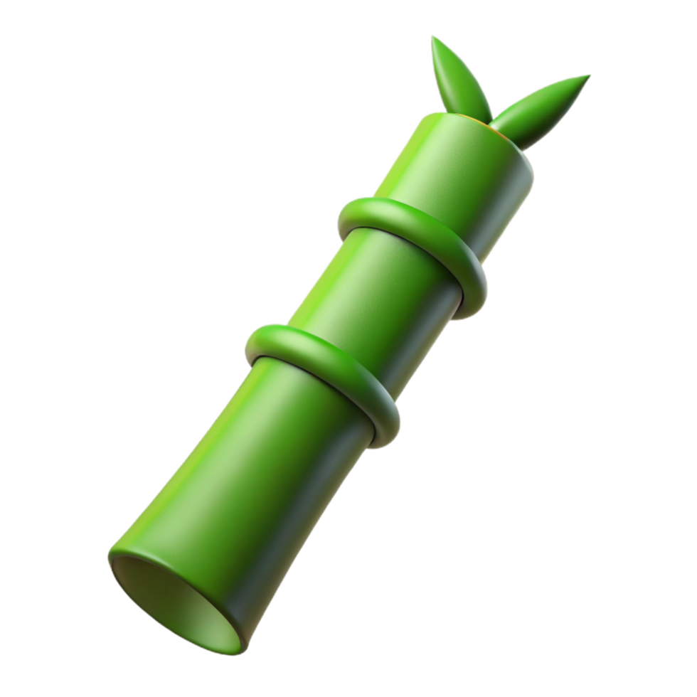 inspired rustic Bamboo stalk, single, green. NO BACKGROUND with Transparent Background. 8K png