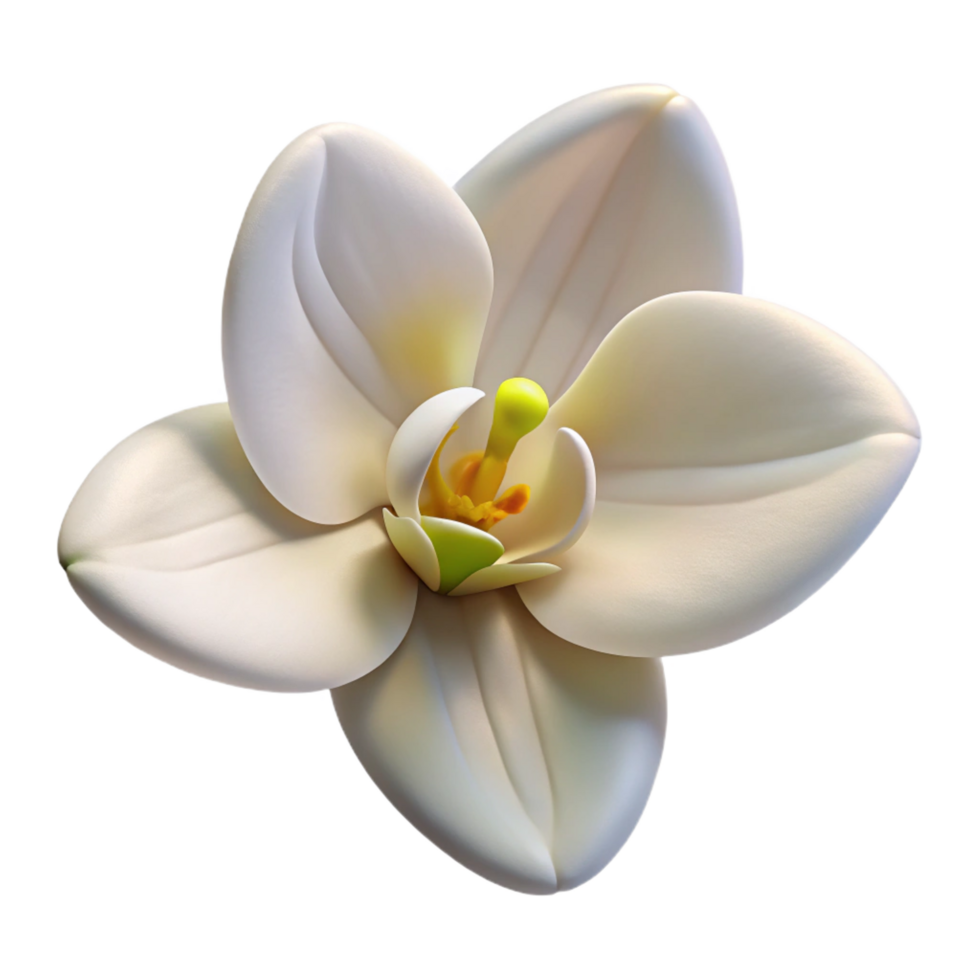 reflective beautiful Single orchid flower, white. NO BACKGROUND with Transparent Background. premium png