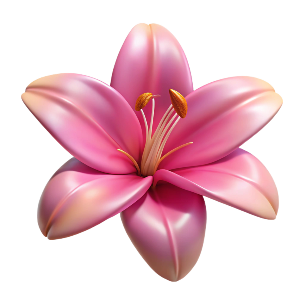 stunning organic Lily flower, single, pink. NO BACKGROUND with Transparent Background. authentic png