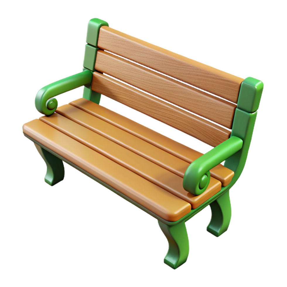 vibrant art deco Park bench NO BACKGROUND with Transparent Background. studio quality png