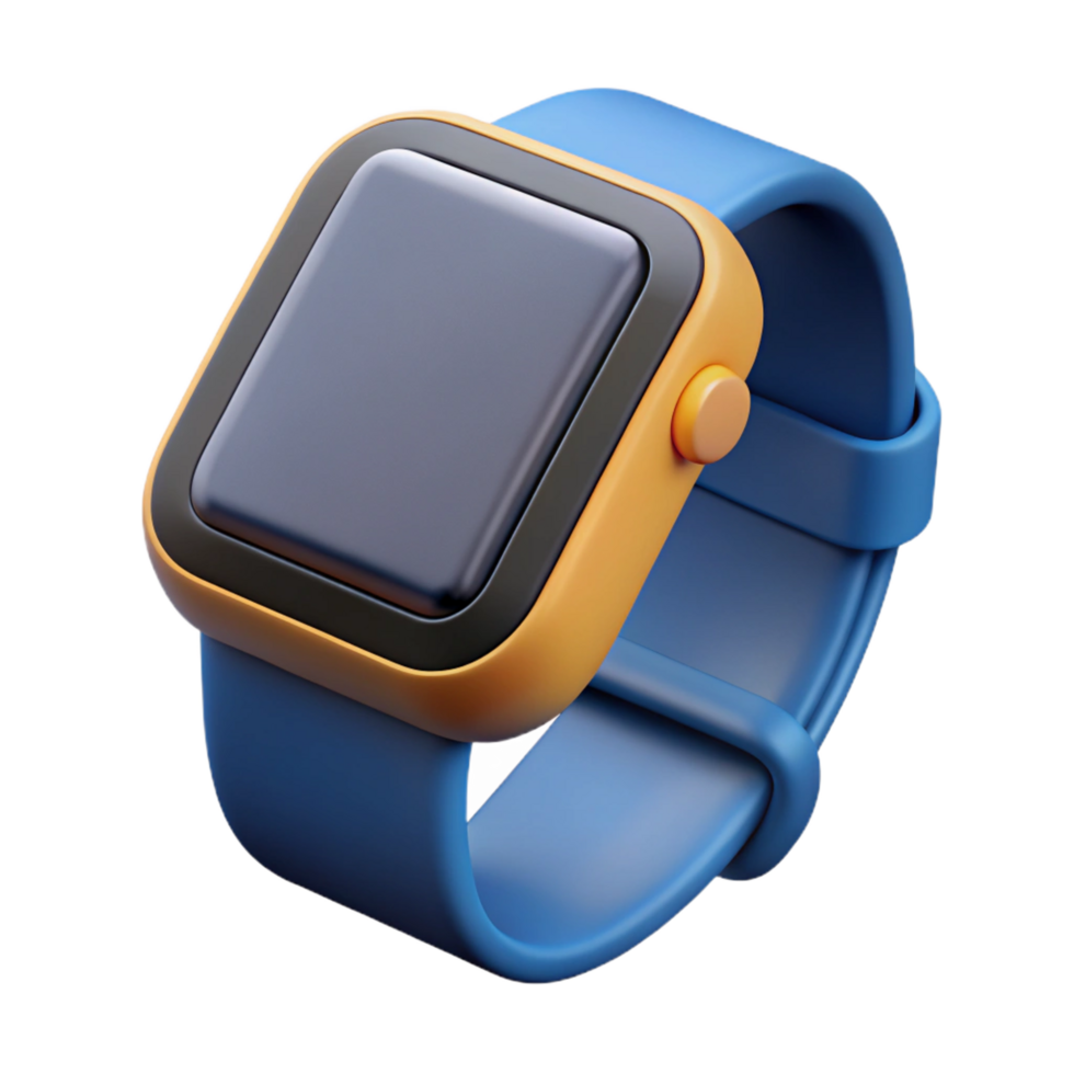 whimsical picturesque Smartwatch with fitness tracker display. NO BACKGROUND with Transparent Background. 8K png